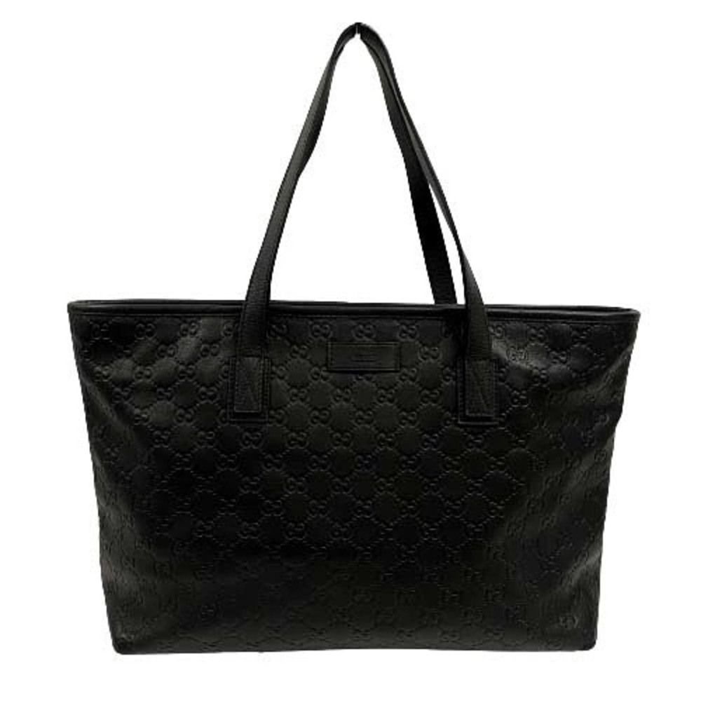 Gucci Tote Pouch Leather Black Bag Handbag ssima Shoulder